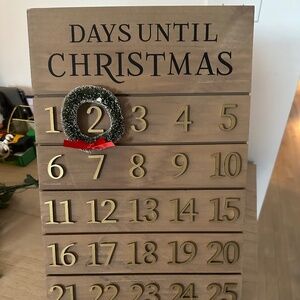 Wooden Advent Calendar with movable bottle brush wreath from Threshold